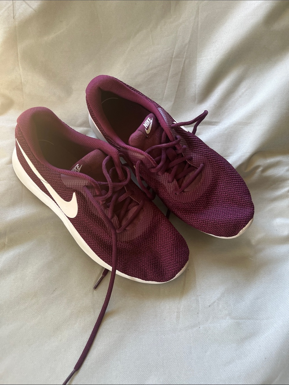 Nike Women's Plum Mesh Running Shoes with White Swoosh